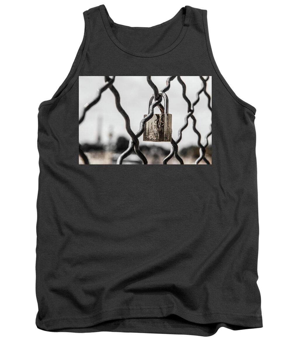 Heart Tank Top featuring the photograph Locked in Paris by Helen Jackson