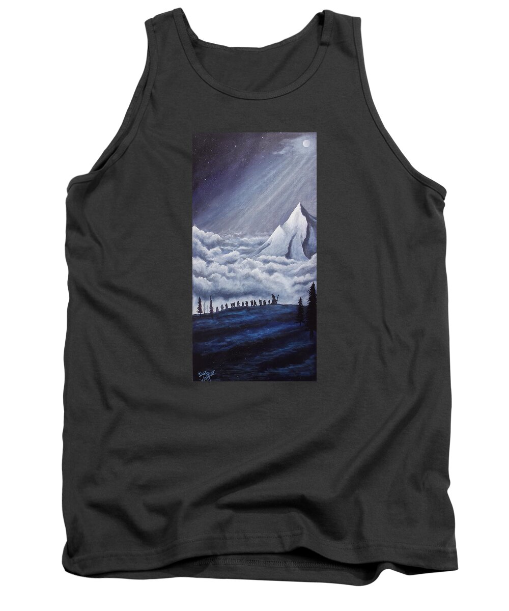 Mountain Tank Top featuring the painting Lonely Mountain by Dan Wagner
