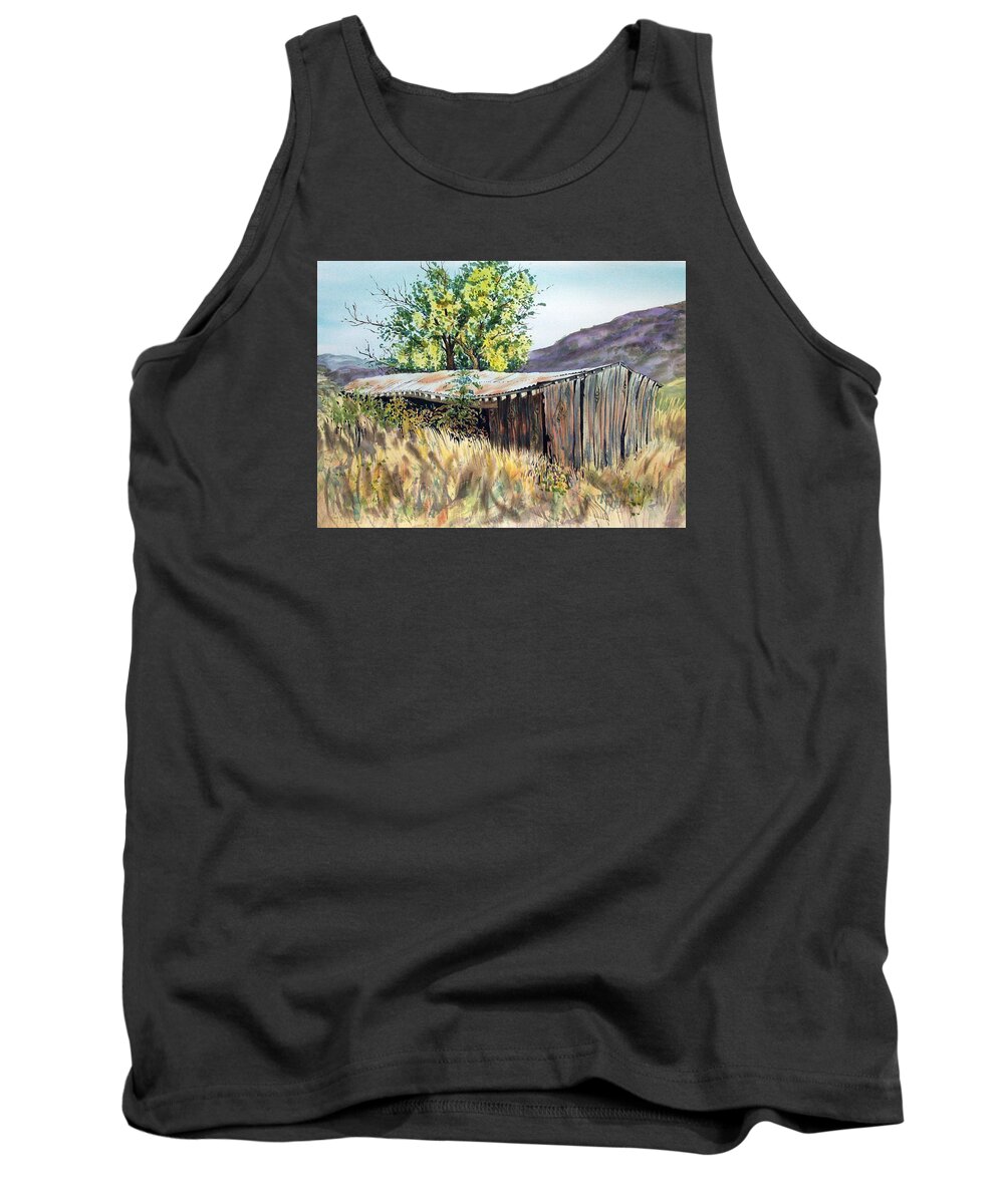 Old Barn Tank Top featuring the painting Long Barn by Lynne Haines