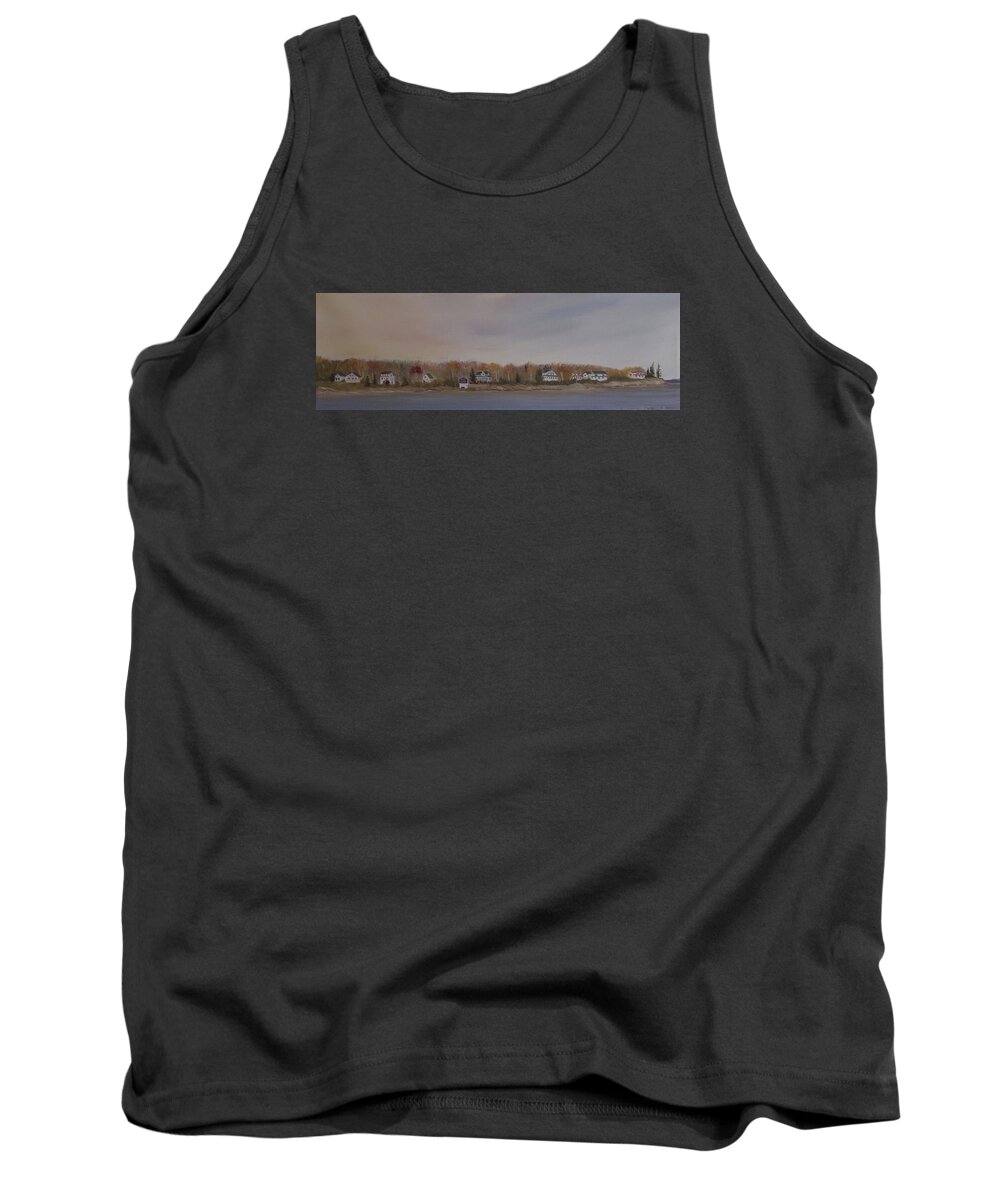 Long Cove Fall Harbor Seascape Ocean Sky Tank Top featuring the painting Long Cove Fall by Scott W White