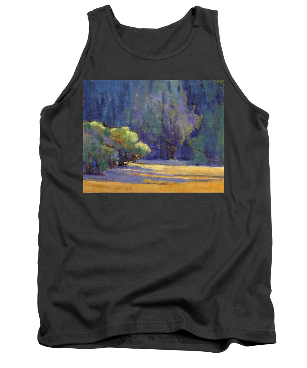 Trees Tank Top featuring the painting Long Shadows by Konnie Kim