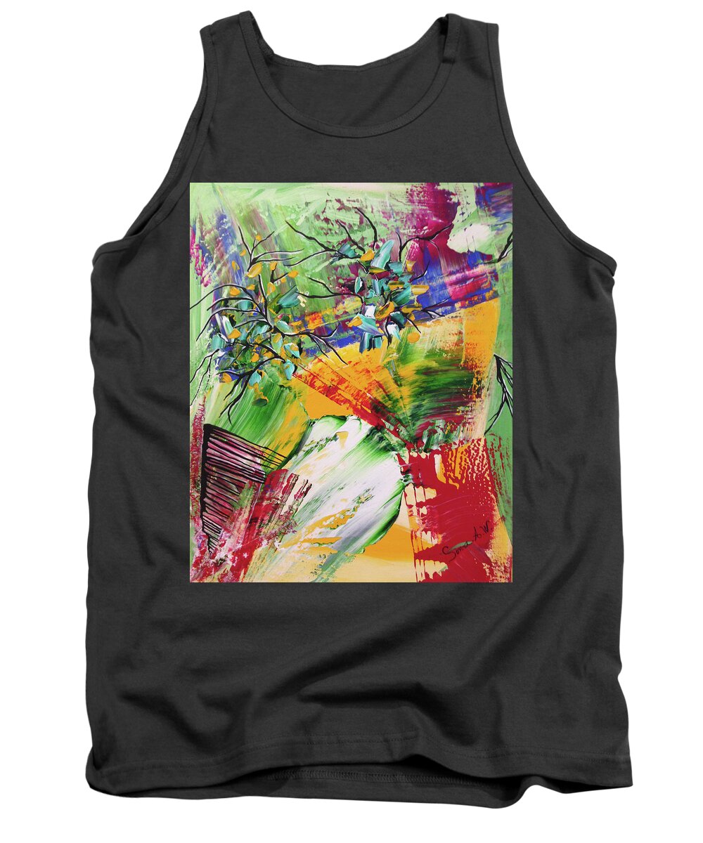 Abstract Tank Top featuring the painting Looking Beyound The present by Sima Amid Wewetzer