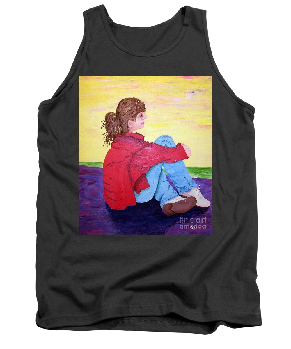 Portrait Tank Top featuring the painting Looking for Hope by Lisa Rose Musselwhite