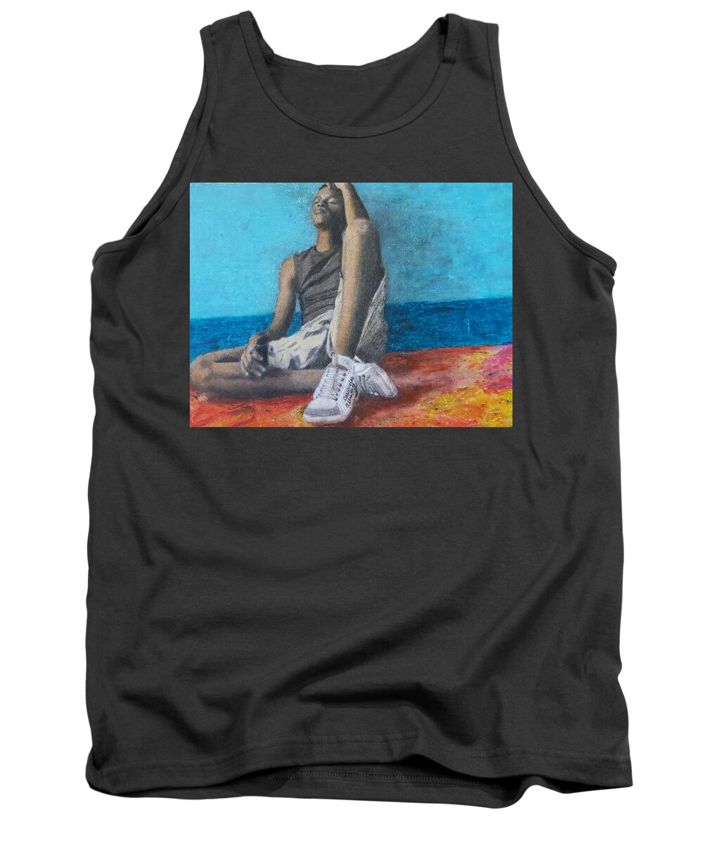 Human Figure Tank Top featuring the drawing Lost Oasis by Cassy Allsworth