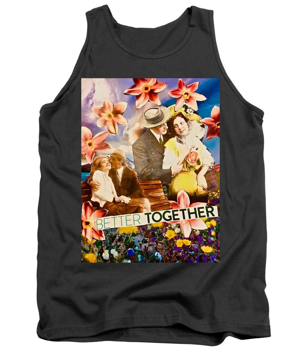 Collage Of Happy Couple Tank Top featuring the mixed media Lovers Together by Joan Reese