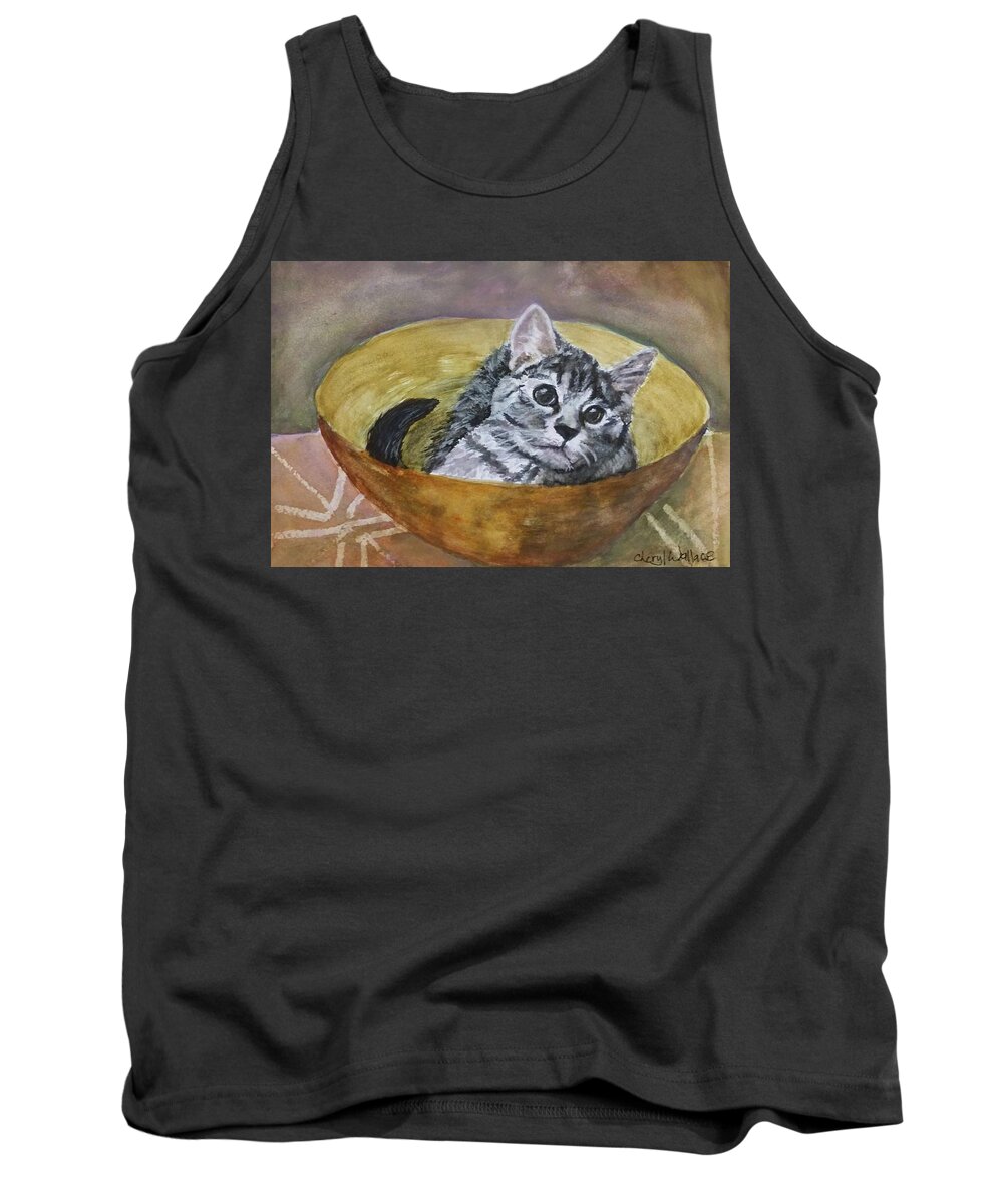 Kitten Tank Top featuring the painting Loving Lorelai by Cheryl Wallace