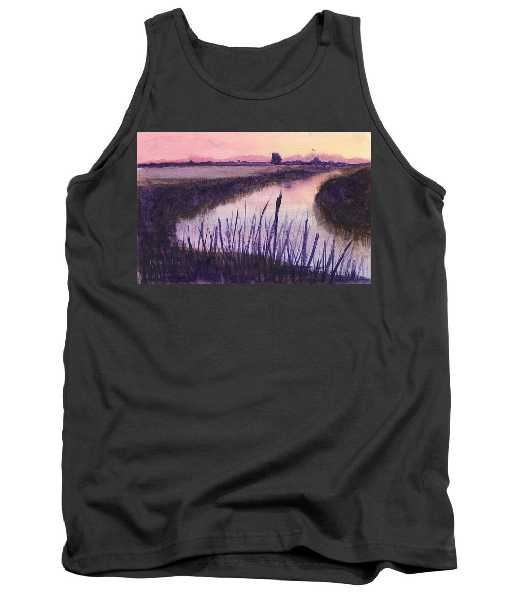 Everglades. Loxahatchee Tank Top featuring the painting Loxahatchee Sunset by Donna Walsh