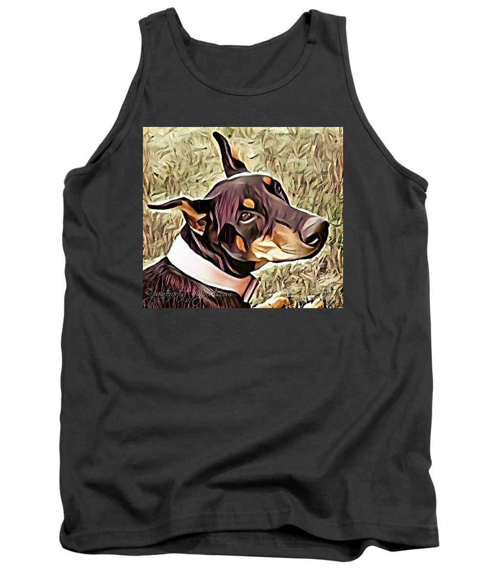 Dog Tank Top featuring the mixed media Loyal Beyond Measure by PainterArtist FIN