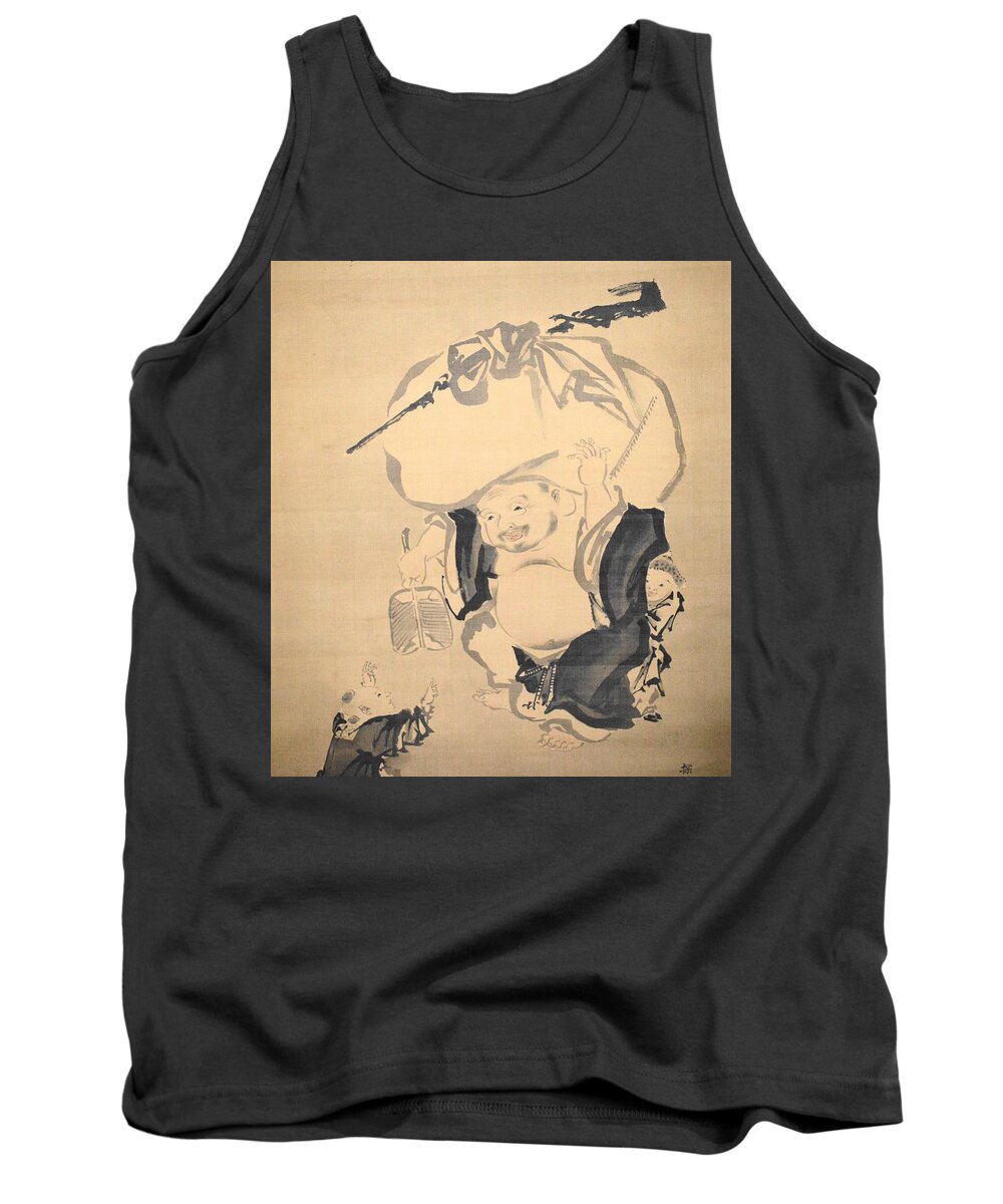 Love Tank Top featuring the drawing Lucky Gods HOTEI by Keisuke Ueda