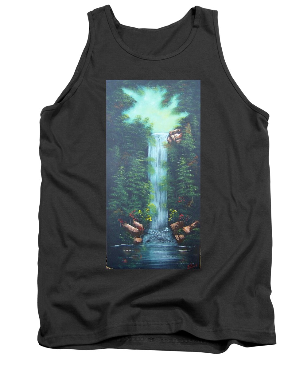 Waterfall Tank Top featuring the painting Lush Waterfall by Debra Campbell