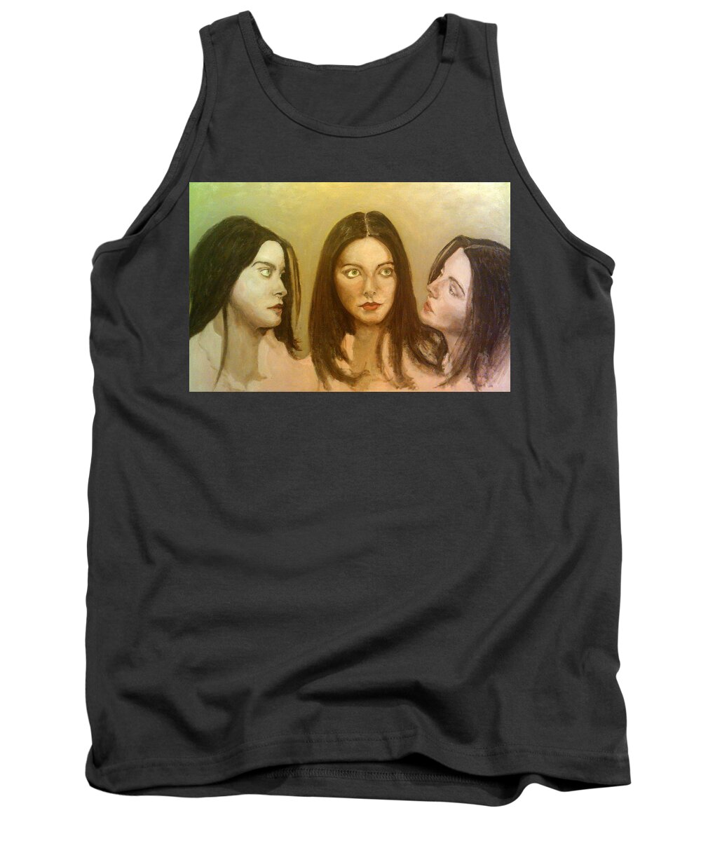 Lynne Frederick Tank Top featuring the painting Lynne Frederick Triptych by Peter Gartner