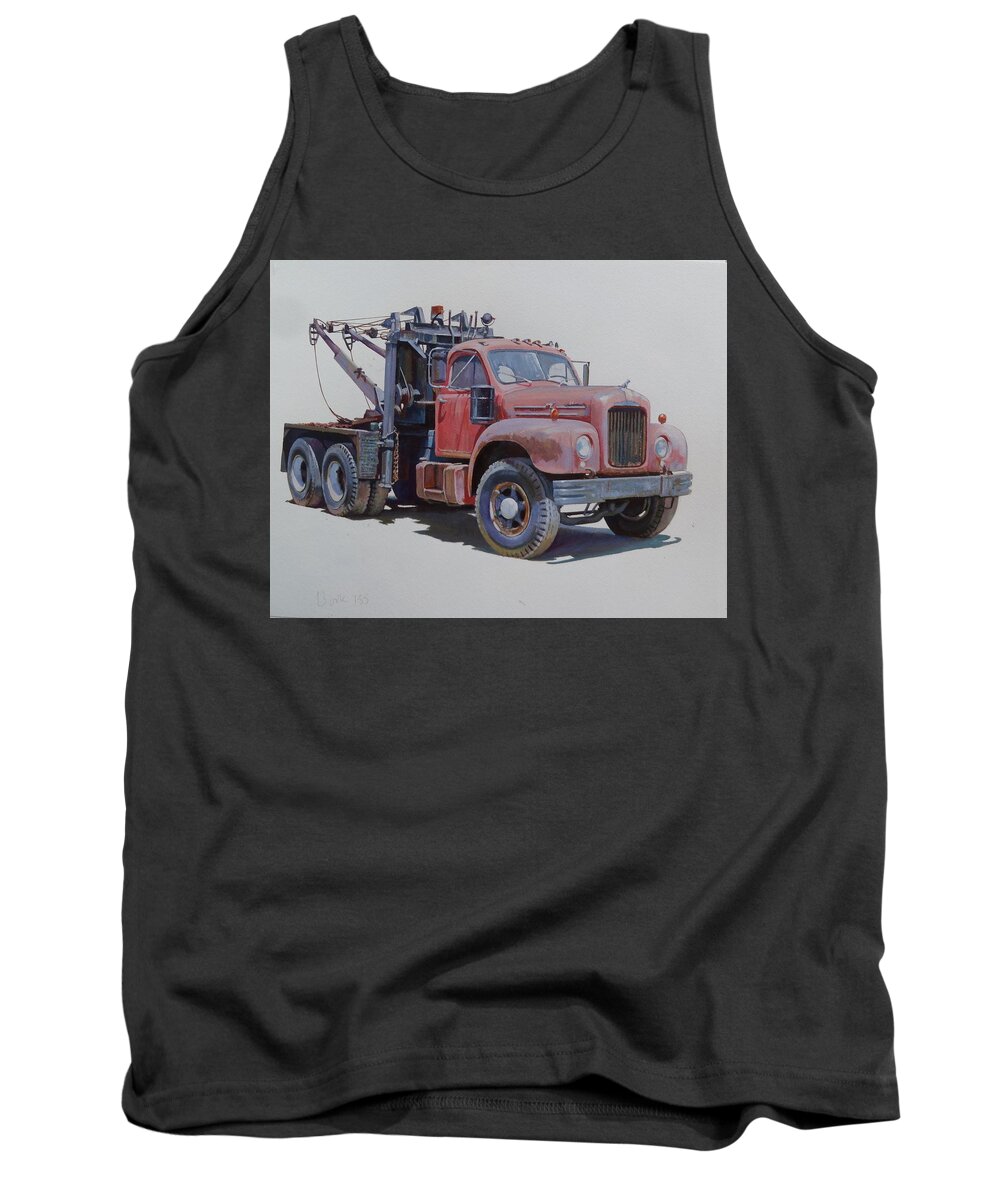 Mack Tank Top featuring the painting Mack wrecker. by Mike Jeffries