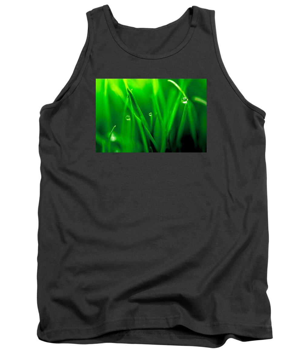 Background Tank Top featuring the photograph Macro image of fresh green grass by John Williams