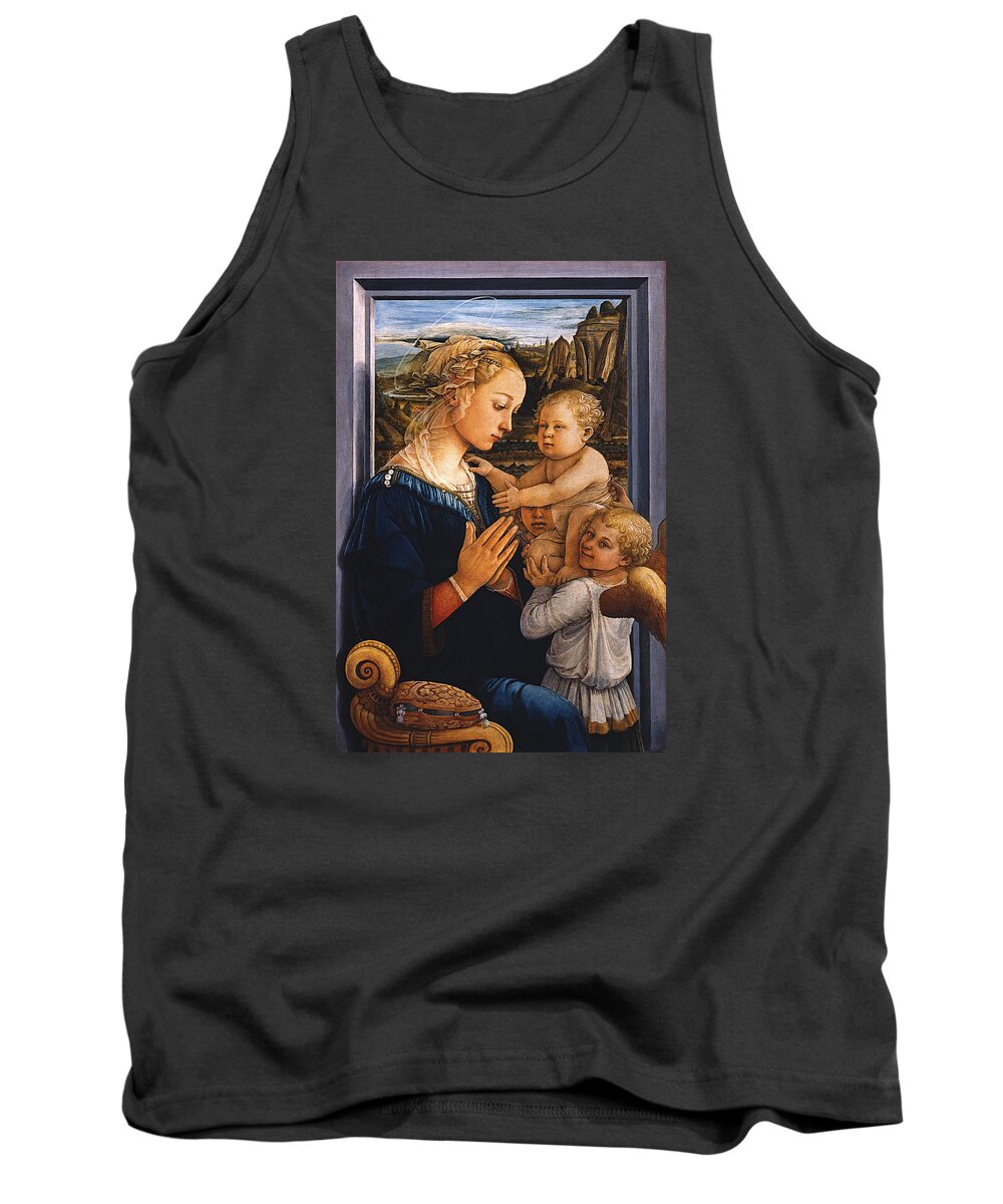 Fra Filippo Lippi Tank Top featuring the painting Madonna with child and two Angels by Fra Filippo Lippi