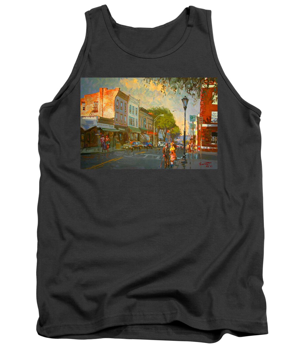 Main Street Tank Top featuring the painting Main Street Nyack NY by Ylli Haruni