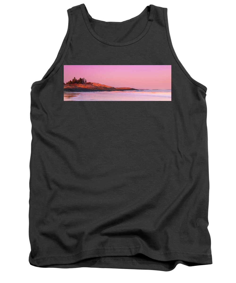 Sheepscot River Tank Top featuring the photograph Maine Sheepscot River Bay with Cuckolds Lighthouse Sunset Panorama by Ranjay Mitra