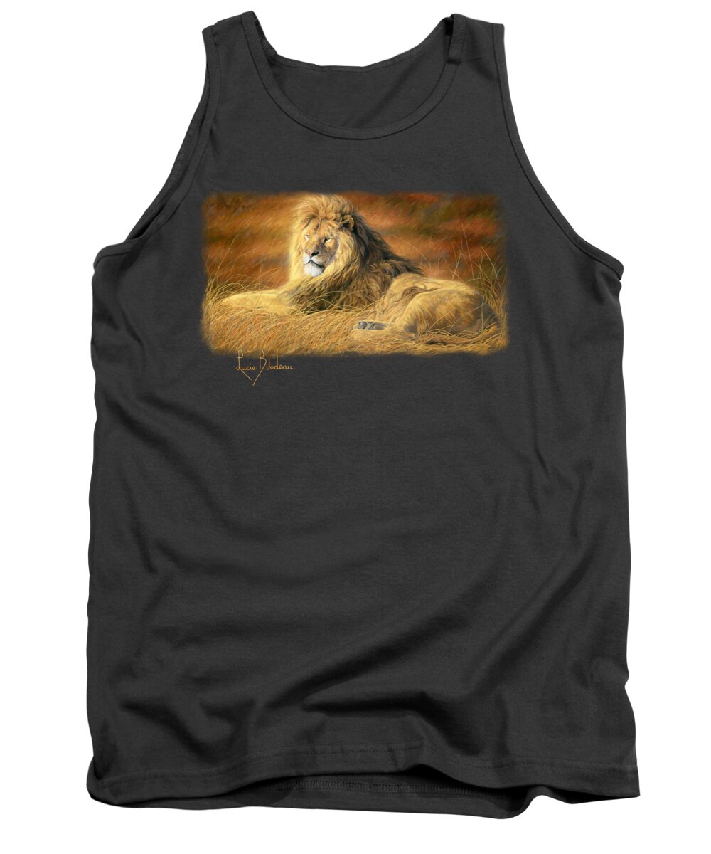 Lion Tank Top featuring the painting Majestic by Lucie Bilodeau