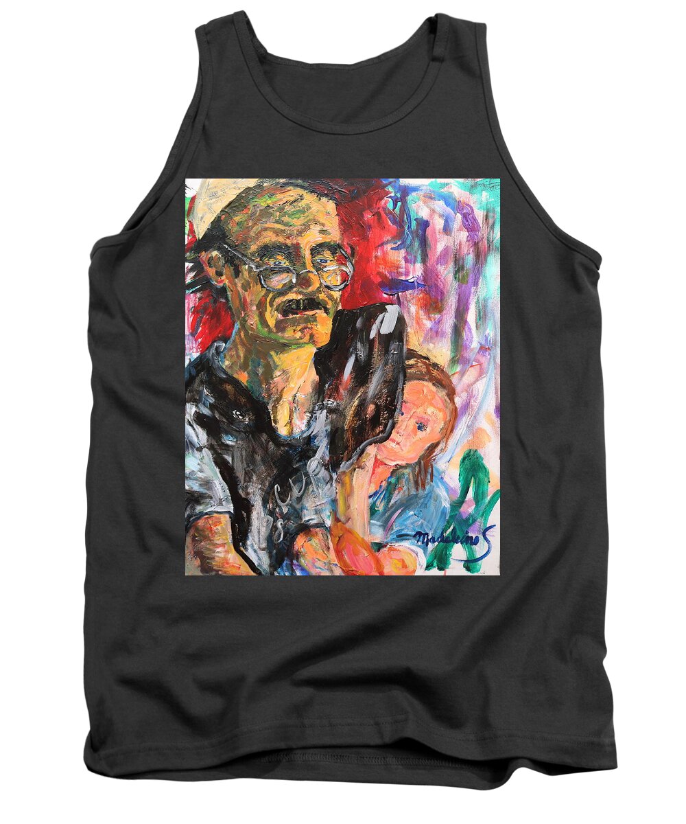 Portrait Tank Top featuring the painting Man and child by Madeleine Shulman