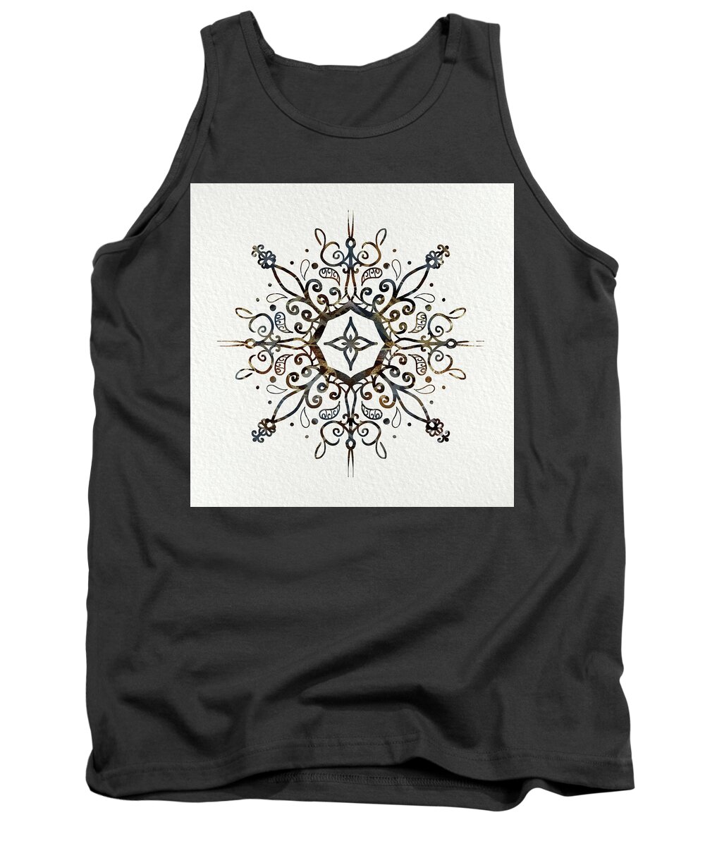 Blue And Brown Mandala Tank Top featuring the mixed media Mandala Earth and Water by Patricia Lintner