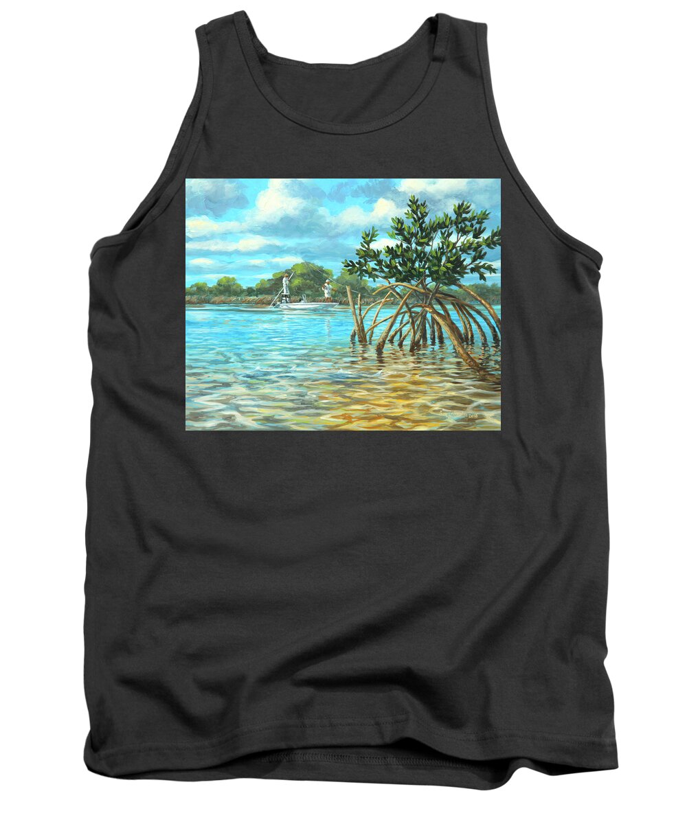 Bahamas Tank Top featuring the painting Mangrove Alley by Guy Crittenden