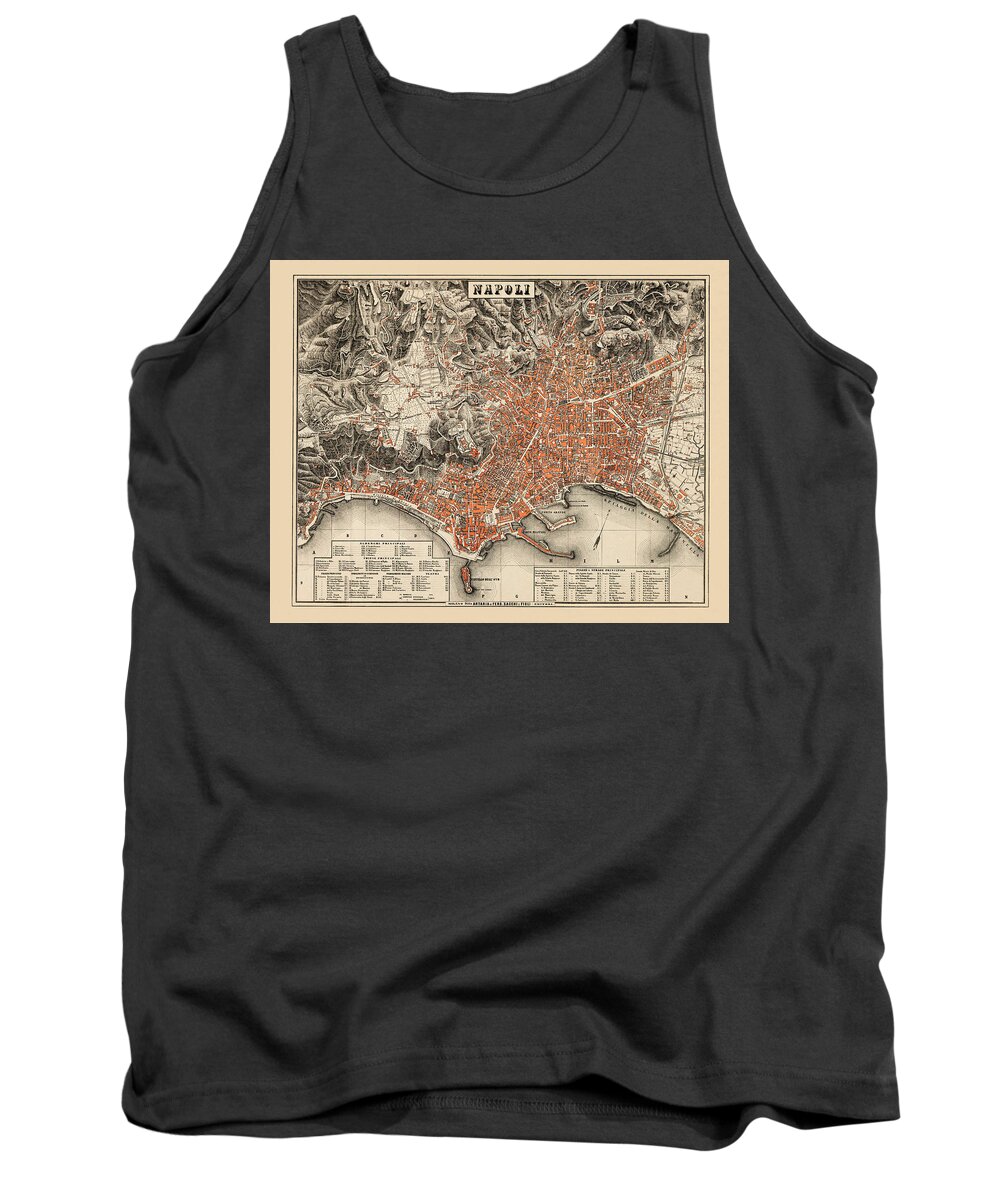 Map Of Naples Tank Top featuring the photograph Map Of Naples 1860 by Andrew Fare
