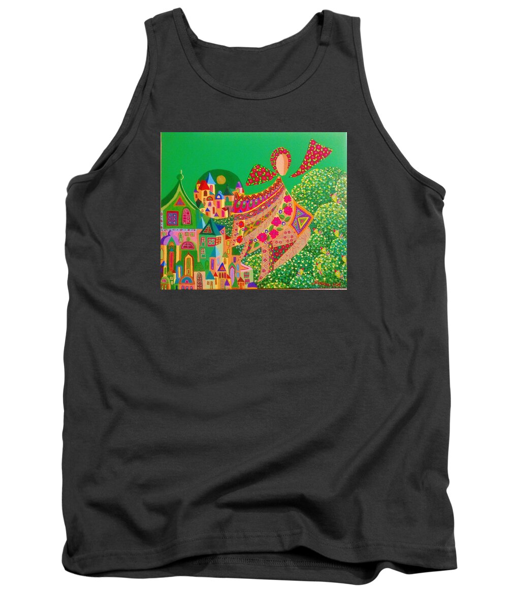 Tree Tank Top featuring the painting Maria by Mimi Revencu