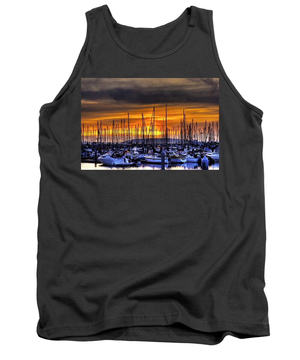 Hdr Tank Top featuring the photograph Marina at Sunset by Brad Granger