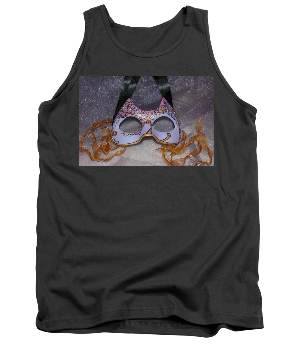 Mask Tank Top featuring the sculpture Mask 2 by Judy Henninger