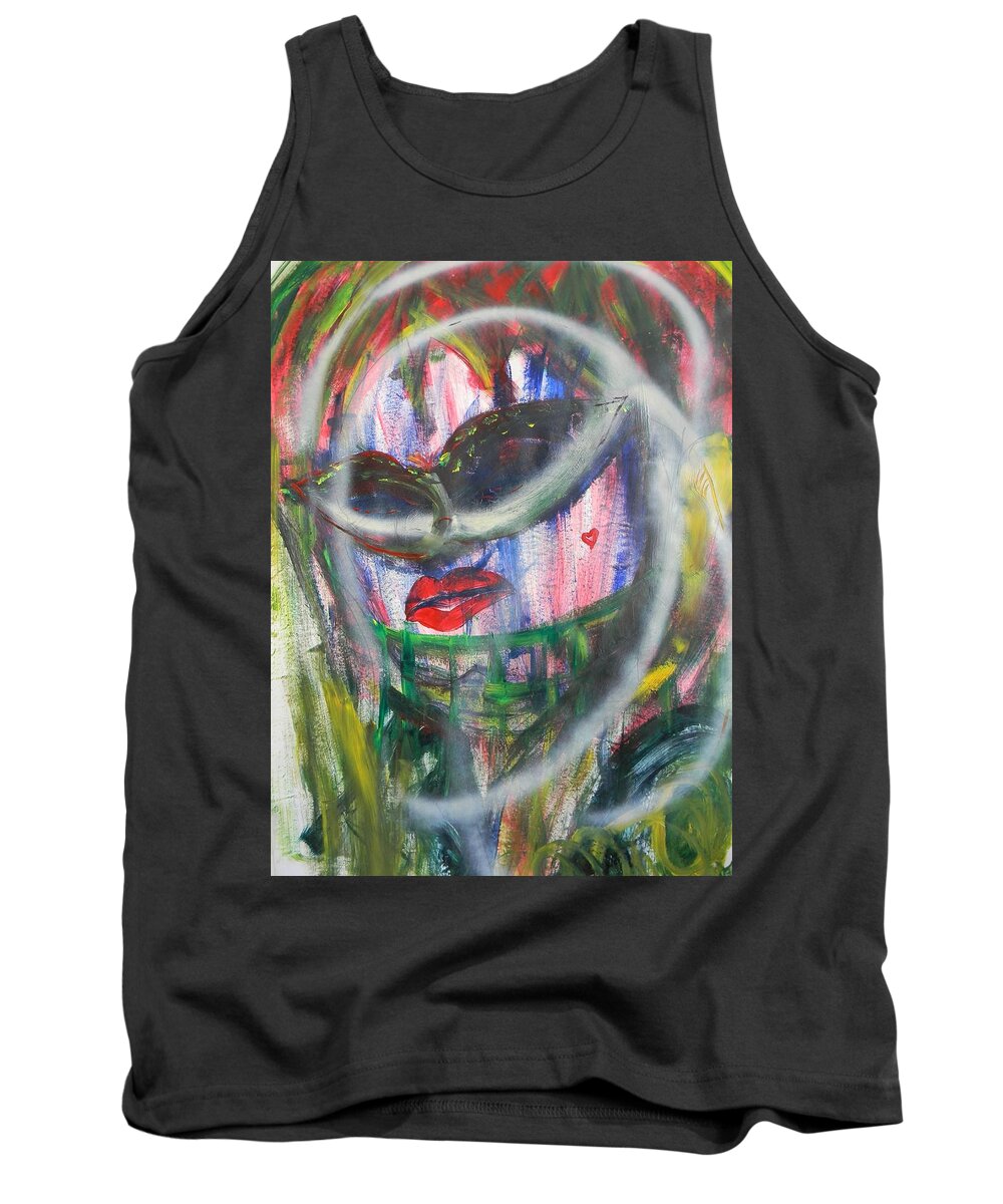 Portrait Tank Top featuring the painting Masquerade by Marwan George Khoury