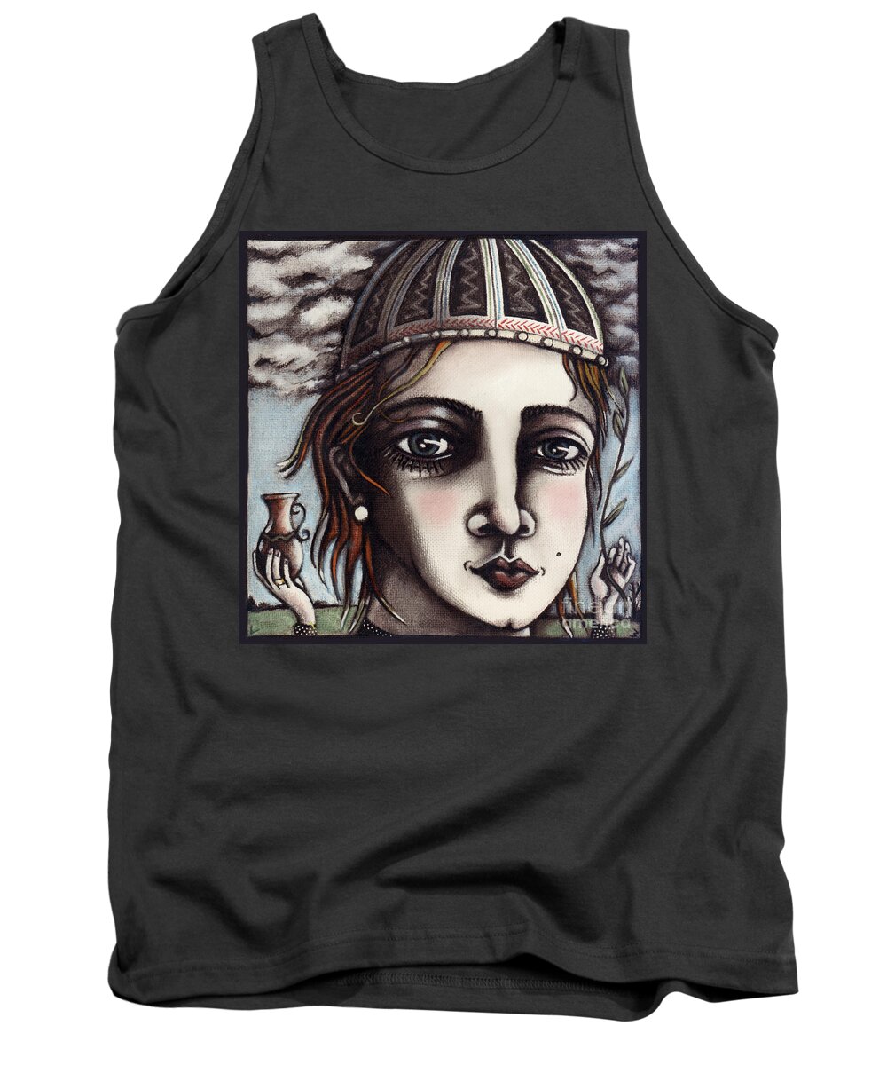 Quirky Tank Top featuring the painting Medieval Herbalist by Valerie White