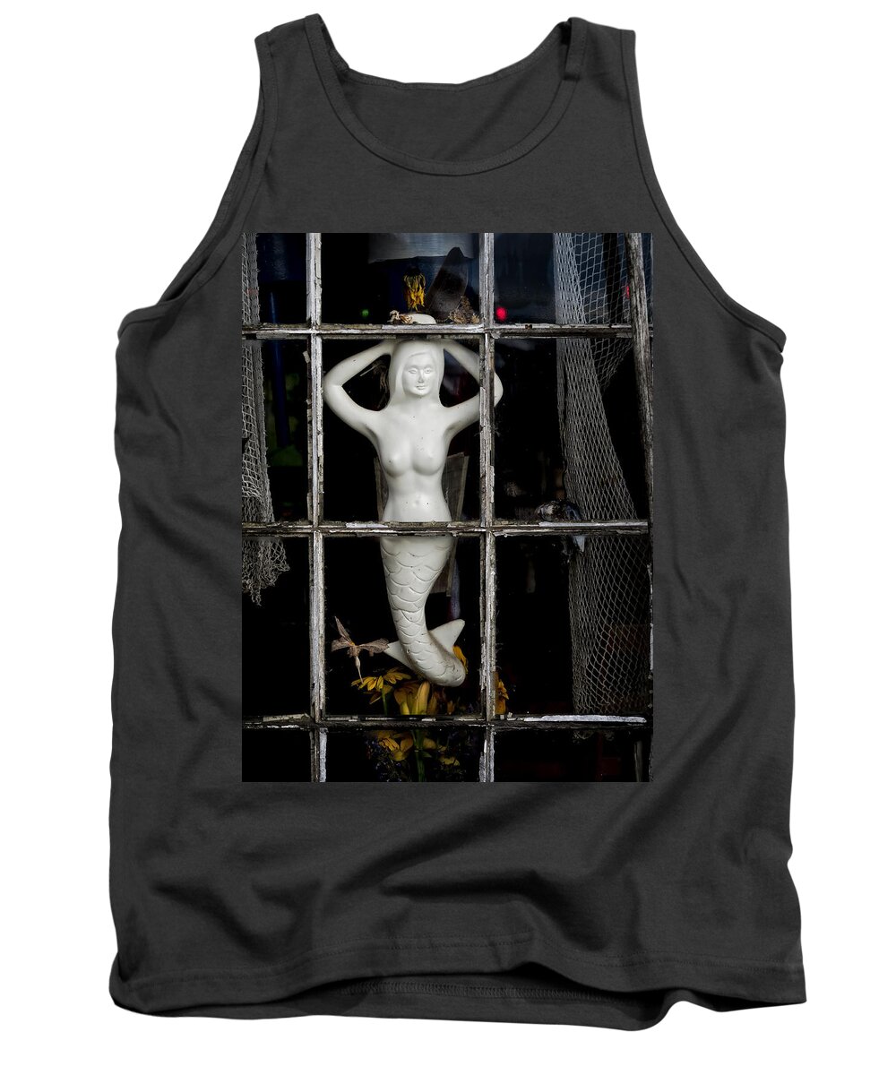 Mermaid Tank Top featuring the photograph Mermaid in the Window by David Kay