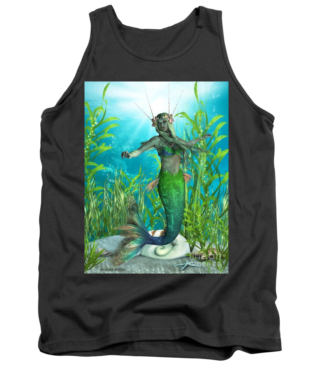 Mermaid Tank Top featuring the painting Mermaid Realms by Corey Ford