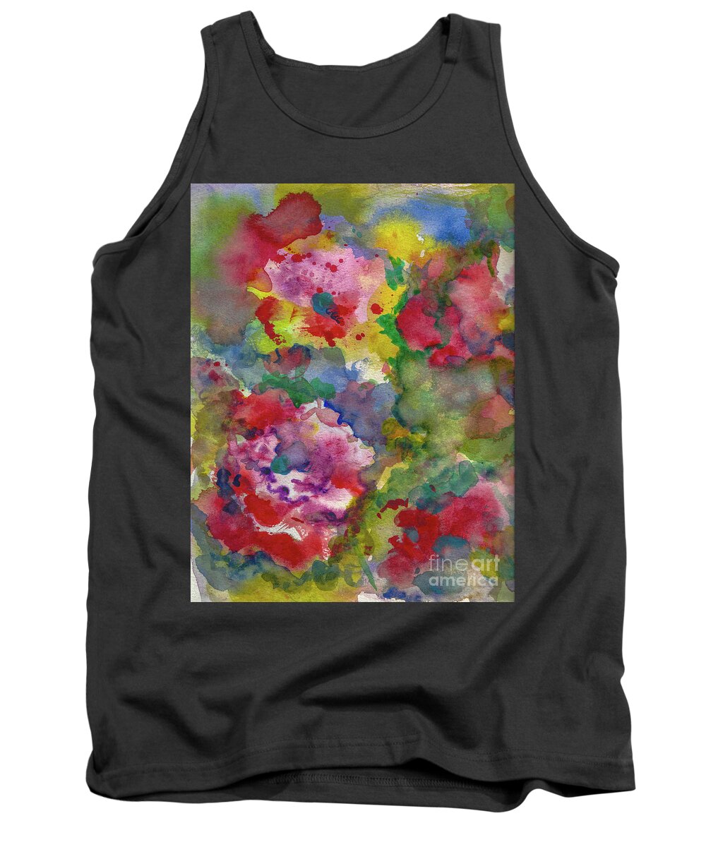 Floral Tank Top featuring the painting MexicanBloom 02b by Francelle Theriot