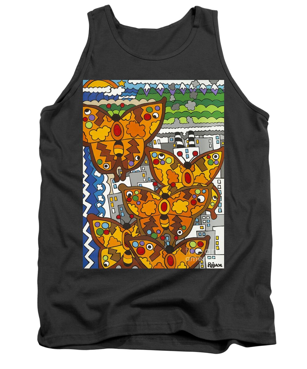 Monarch Butterflies Tank Top featuring the painting Migration by Rojax Art