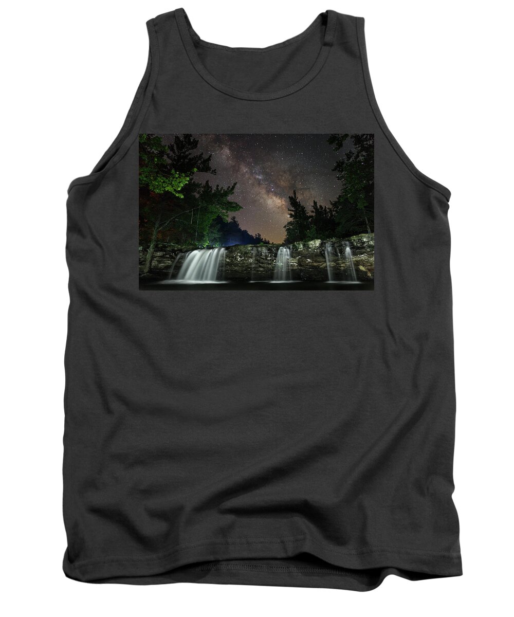 Travel Tank Top featuring the photograph Milky Way over Falling Waters by Eilish Palmer