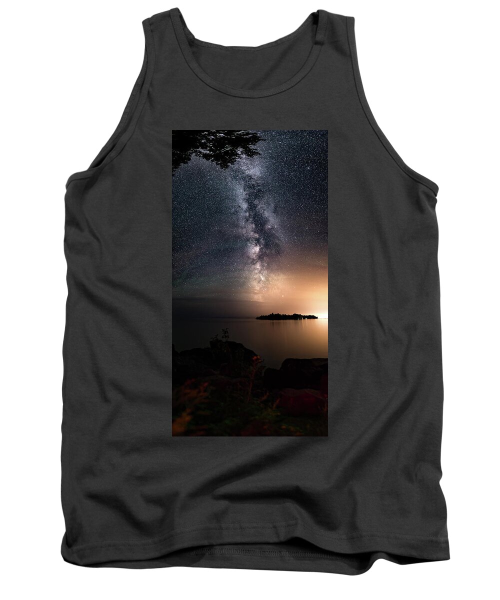 Art Tank Top featuring the photograph Milky Way over Mary Island from Silver Harbour near Thunder Bay by Jakub Sisak