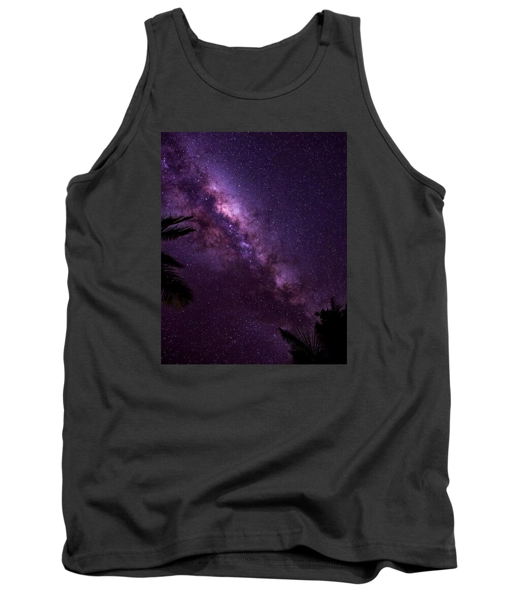 Astrophotography Tank Top featuring the photograph Milky Way Over Mission Beach Vertical by Avian Resources