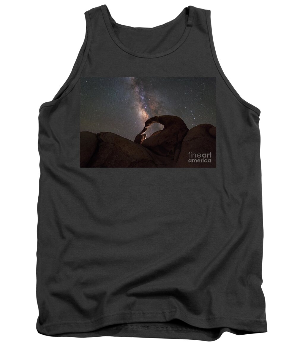 Lit Rocks Tank Top featuring the photograph Mobius Arch Milky Way by Michael Ver Sprill