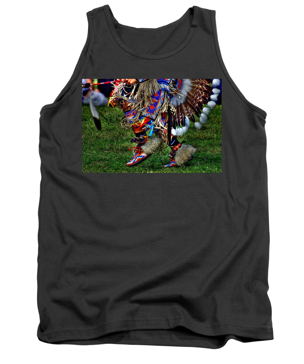 Moccasins And Feathers Tank Top featuring the photograph Mocassins in Dance by Karen McKenzie McAdoo