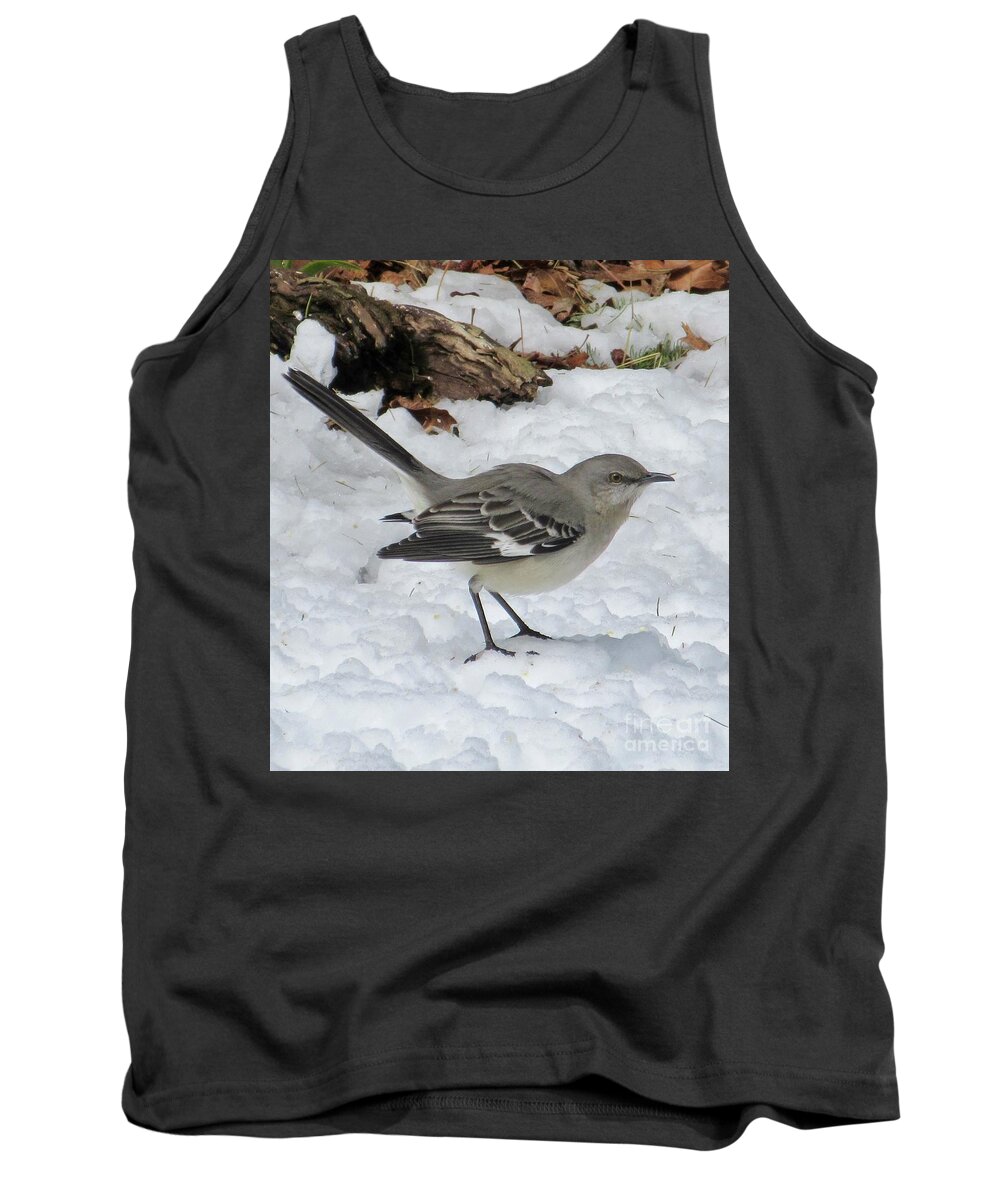 Mockingbird Tank Top featuring the photograph Mockingbird in the Snow by CAC Graphics