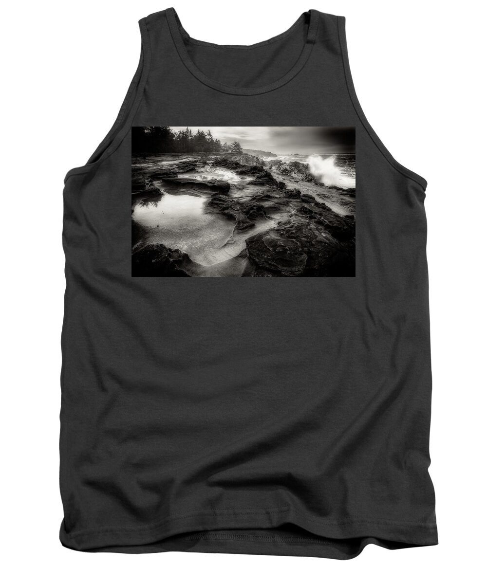 Black And White Tank Top featuring the photograph Moody Sea by Judi Kubes