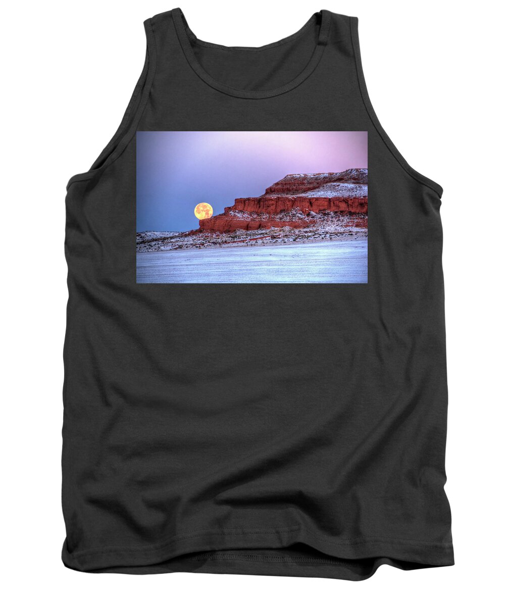 Moon Tank Top featuring the photograph Moon of the Popping Trees by Fiskr Larsen