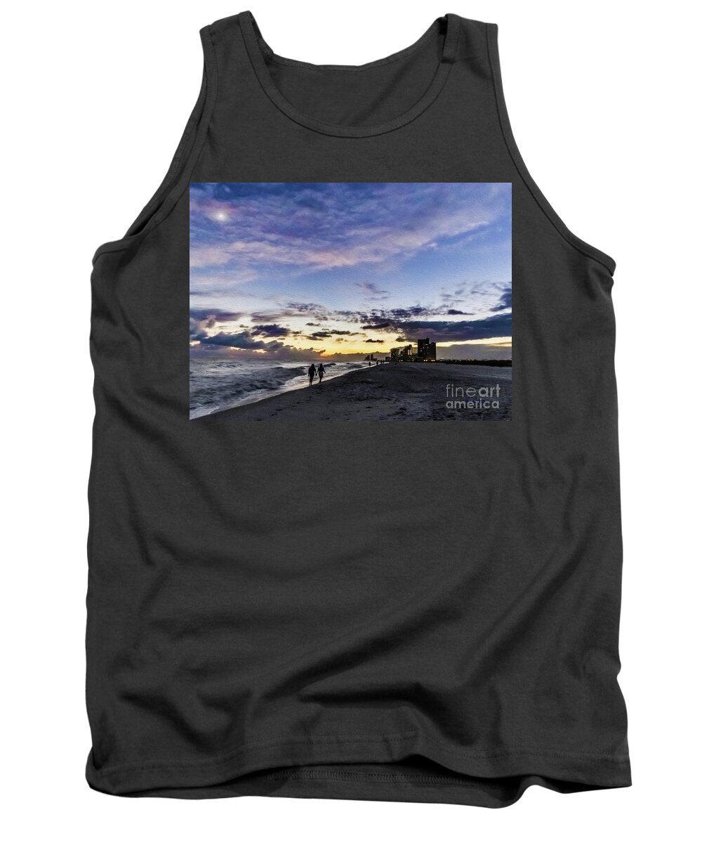Al Tank Top featuring the photograph Moonlit Beach Sunset Seascape 0272d by Ricardos Creations