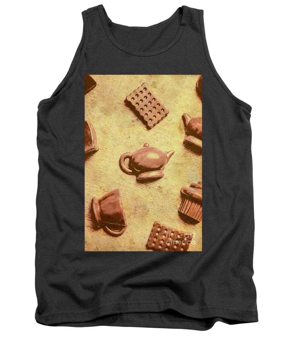 Coffee Tank Top featuring the photograph Morning breakfast chocolate tea set by Jorgo Photography