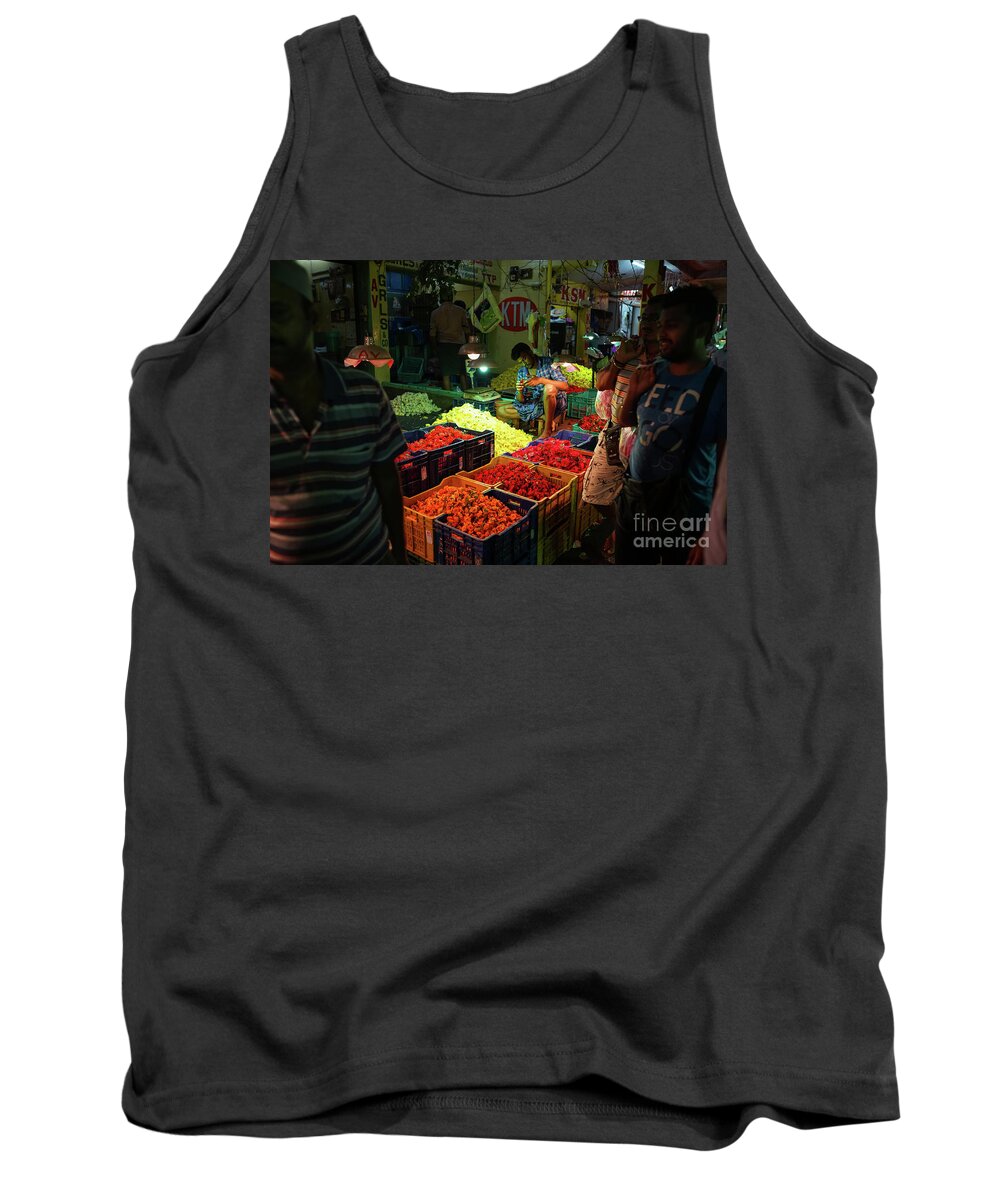 India Tank Top featuring the photograph Morning Flower Market Colors by Mike Reid