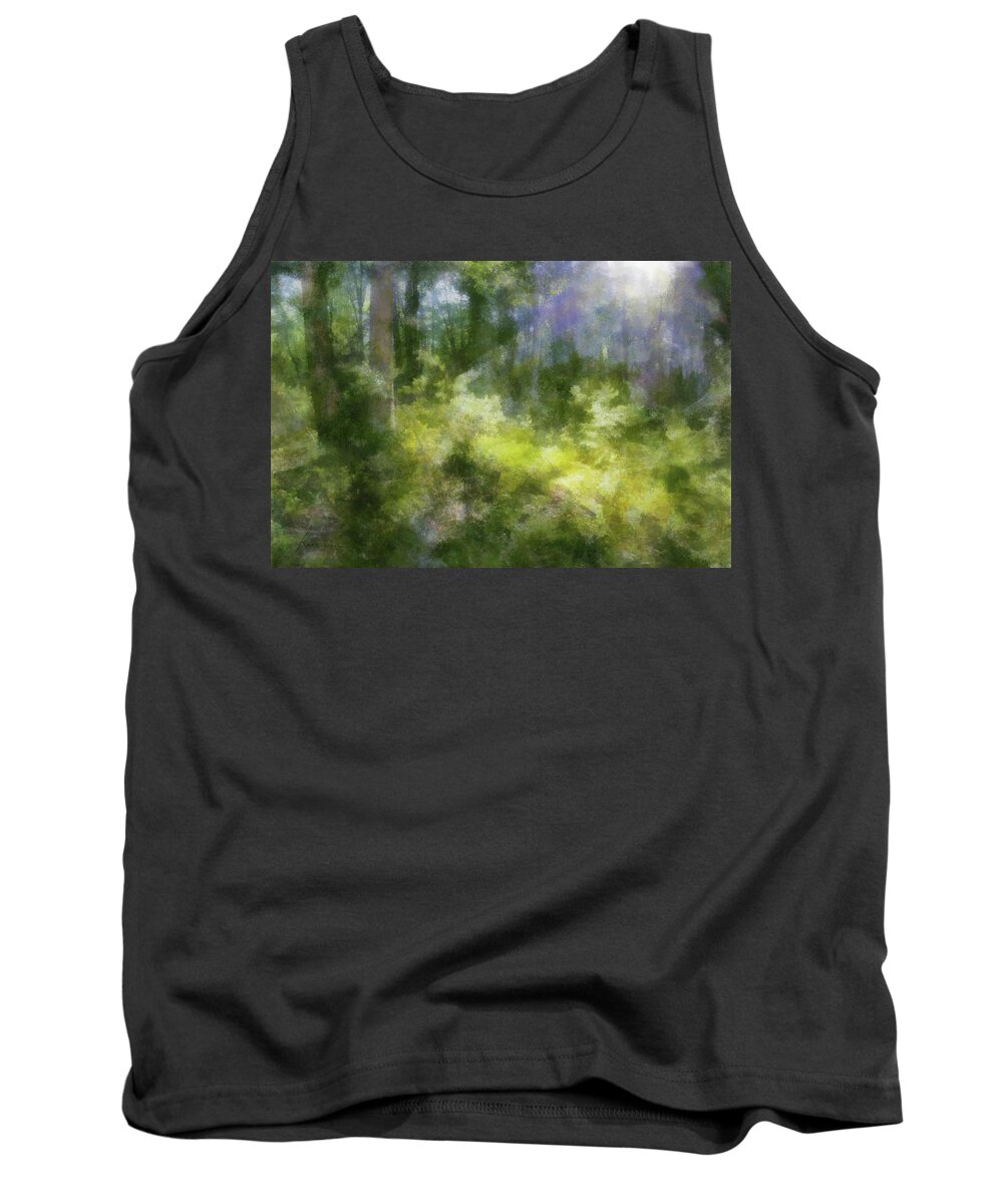 Forest Tank Top featuring the digital art Morning Walk in the Forest by Frances Miller