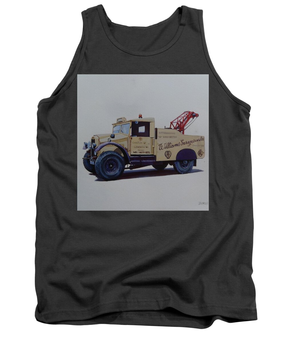 Morris Tank Top featuring the painting Morris Commercial wrecker. by Mike Jeffries