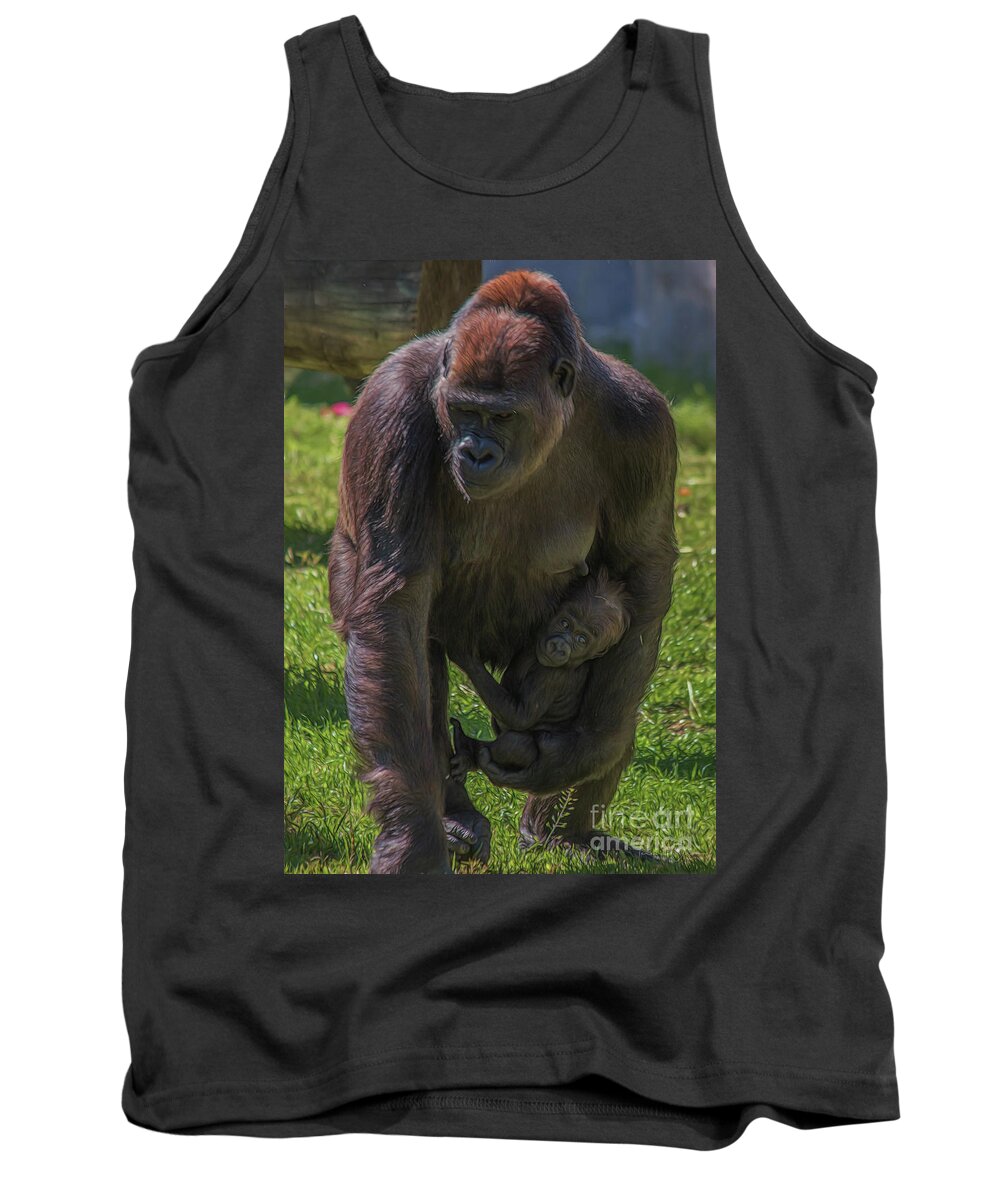 Tl Wilson Photography Tank Top featuring the photograph Mother and Child - Gorillas by Teresa Wilson
