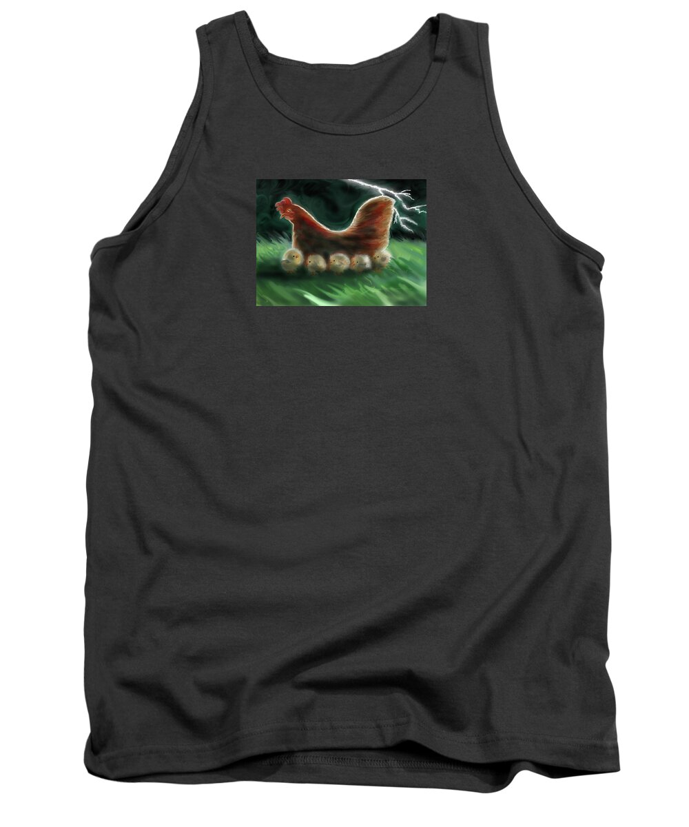 Hen Tank Top featuring the painting Mother Hen by Jean Pacheco Ravinski