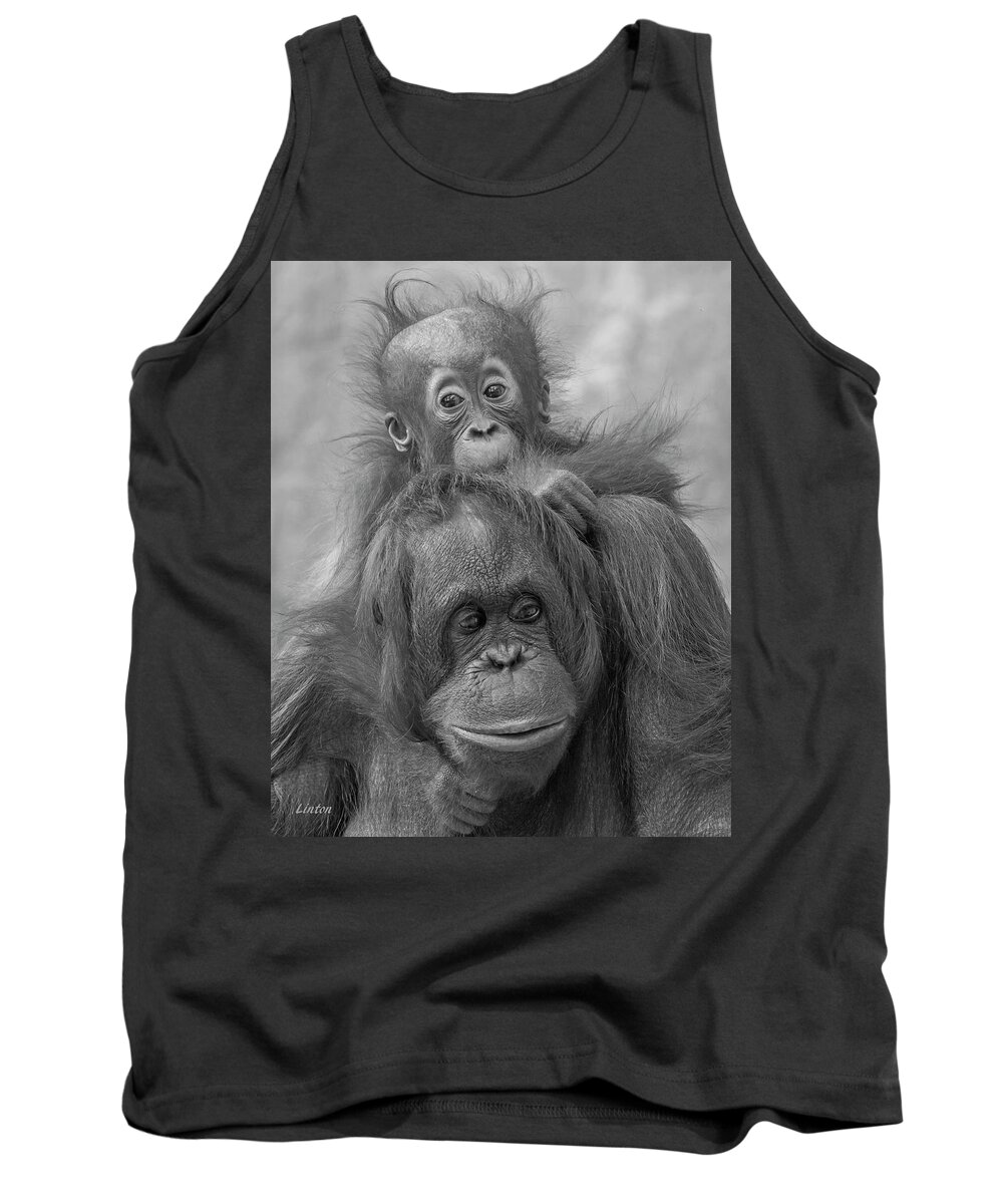 Orangutan Tank Top featuring the photograph Motherhood 14 by Larry Linton